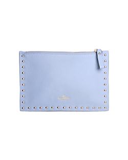 The Rockstud Wristlet Pouch, Textured Leather, Blue, BG-MA07VITO, DB&CARD